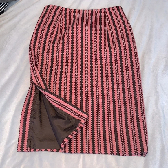 J CREW womens wool pencil skirt pink and brown knit stripes size 6 - Picture 2 of 7